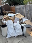 Kitchen refurb waste 3 bags of hardcore and then kitchen refurb waste - cabinets, worktops, tiles, flooring, cardboard, old bins. TW18 - removed for £357