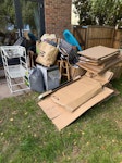 Miscellaneous IKEA cardboard/ Iron/ Rug/plastics/Fabric/Bedding/small wooden table and stools/Miscellaneous SG4 - removed for £129