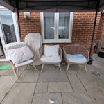 Garden furniture and bbq 2 seater garden sofa, 2 x large garden chairs and 1 rocking chair. 1 x charcoal bbq CT3 - removed for £104