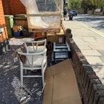 cardboard,chairs,pallet,plasti cardboard boxes, 2x chairs, plastic containers, one pallet, small wooden gate TW1 - removed for £83
