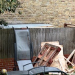 wood and loungers pile of broken up wood / crate and loungers SW18 - removed for £104