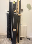 Dismantled bed (frames + slats Mostly wood but central beam parts are metal. Can be left in front garden SW17 - removed for £57