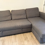IKEA 3 seater & chaise sofa IKEA Friheten 3 seater and chaise sofa with ottoman storage. Poor condition but probably reusable with some love. Needs to be disassembled by collectors in ground floor living room which is next to main entrance (2 steps). Job to be done on Tue 29 Sep, Thu 1 Oct or Fri 2 Oct. Parking directly on private driveway. TW8 - removed for £94