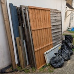 Old fence, rubble, radiator Old fence panels, timber, boards. 5 bags of concrete rubble (half filled so carry-able). 1 radiator.
Stacked down a side return accessible from the street. SE6 - removed for £165