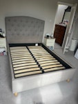 double bed, rug and cardboard double bed 207x145x43 cm (headboard 140cm tall)
Rug 200x250cm SE11 - removed for £110