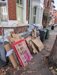 paking boxes and rubbish many bags of rubbish and broken down boxes everything in front of our house must go tonight SW4 - removed for £110