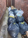 15 bin bags and 2 boxes I have around 15 black bags and 2 large boxes, as shown in the photos. The waste is mixed household rubbish, including nappies, plastic, cardboard, food packaging, general household waste and some clothes mixed in with the rubbish. Everything is bagged/contained and ready for collection outside the property. DE5 - removed for £82