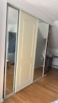 sliding door for wardrobe 3 mirror sliding door and 3 without mirror. Already dismantled and will be available to pick up from driveway SM1 - removed for £78