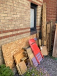 Wood, and a few other items Mostly scrap wood and sheet materials plus a small roll of roofing felt and a folding chair.  Bags in photo are empty and can be used to collect smaller pieces and disposed of with them. N8 - removed for £83