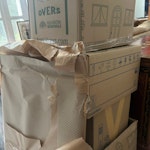 Cardboard moving boxes I have 8-10 cardboard boxes and some sheets of kraft wrapping paper from my recent house move. They have wrapping paper inside. Clean.
I am looking for a quote for a service that will take them as is (i.e., your team would flatten the boxes as needed, and also recycle the wrapping paper). Thank you! KT8 - removed for £88