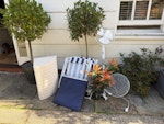 Chair, plant, fan, basket Basket, fake plant, chairs, fan - NOT Bay trees in photo SW10 - removed for £45