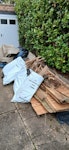old shed, car seats, & 10 bags cut up shed (was 7x5) old car seats (4 front 2back) approx 10 part filled sacks (felt and wood bits) 4 car door cards (cardboard) all can be handled by one man. driveway narrow entrance so will need to be carried 20ft to kerb only. quiet cul de sac parking ok. not at house full time but can visit. stuff on driveway. B92 - removed for £357