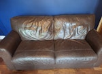 2 x 3 seater leather sofas 2 x 3 seater sofas. One is still in good condition, one has a rip on the seam but still usable. LU7 - removed for £104