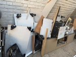 Builders & garden rubbish Builders waste from ripping out old kitchen, 1 x wooden pallet, 1 x old bike, garden waste in blue bags.  Note there are old appliances on site (not shown in pictures but they are not to be removed as part of this job). SW11 - removed for £214