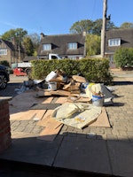 cardboard boxes, some flooring collected by SS cleaning and clearance ltd