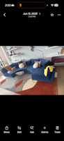 Blue sofa and large area rug collected by SS cleaning and clearance ltd