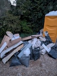 mostly rubble Rubbish from the old fireplace removal the picture of the fireplace is what was removed (2 man lift) old flue liner cardboard, pallets. mixed waste bags and rubble bags (not over filled) GU8 - removed for £165