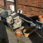 Garden and shed clearance Waste from garden clearance - incinerator, plant pots, stones, paving, guttering, fence panel and gate, sleepers BR5 - removed for £156