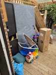 Mattress,TVunit, cardboard etc One double mattress, a few boxes of cardboard, one tv unit, one baby bouncer, a few plastic boxes, a large bag of bric a brac, plant pots, a vacuum cleaner, an old stereo, 3 bags of soil, and some random items as pictured SE25 - removed for £130