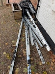misc rubbish 1. lightweight aluminium poles plus handful of small lightweight panels 2. misc rubbish sacks plus 2 small wooden stages (re usable) See two images from different perspectives SL1 - removed for £174