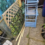 Old trellis/chairs/garden bits Mostly old trellis from garden - wood and metal, plus a load of leftover old willow and bamboo. Also old shower door and couple of wooden chairs. Some bits are reusable WV14 - removed for £257