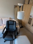 desk chair and two IKEA lamps arm rests and lamp shades are slightly scratched up and chewed by cats but all fine otherwise BN1 - removed for £91